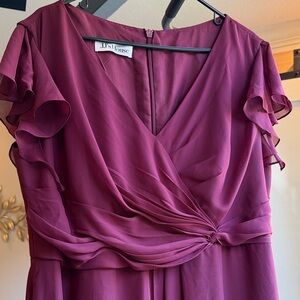 JJ’s House Cabernet Dress with Ruffle Sleeves | OBO